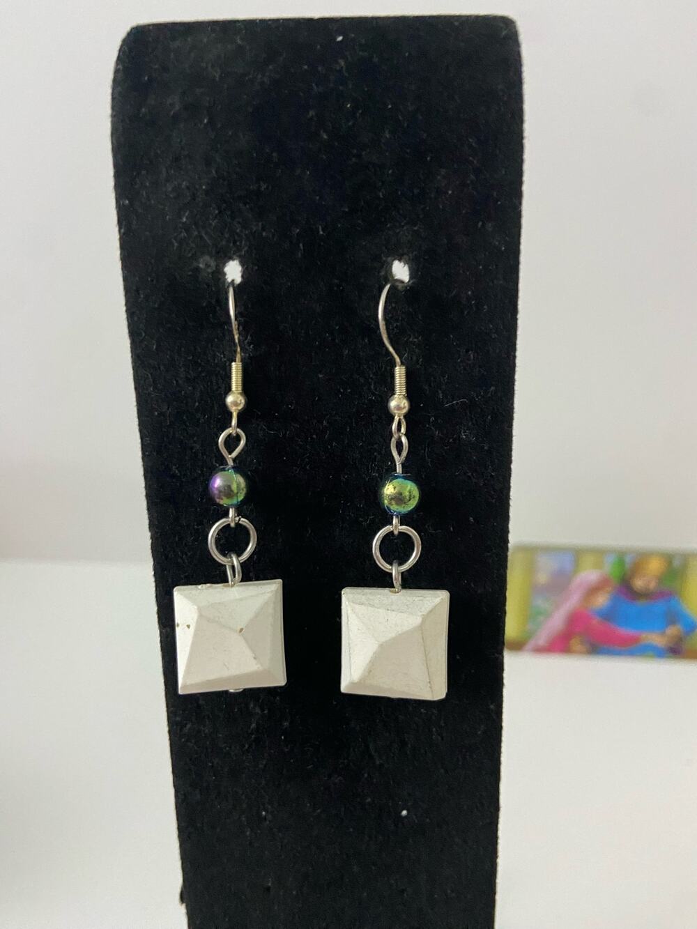 white square earrings